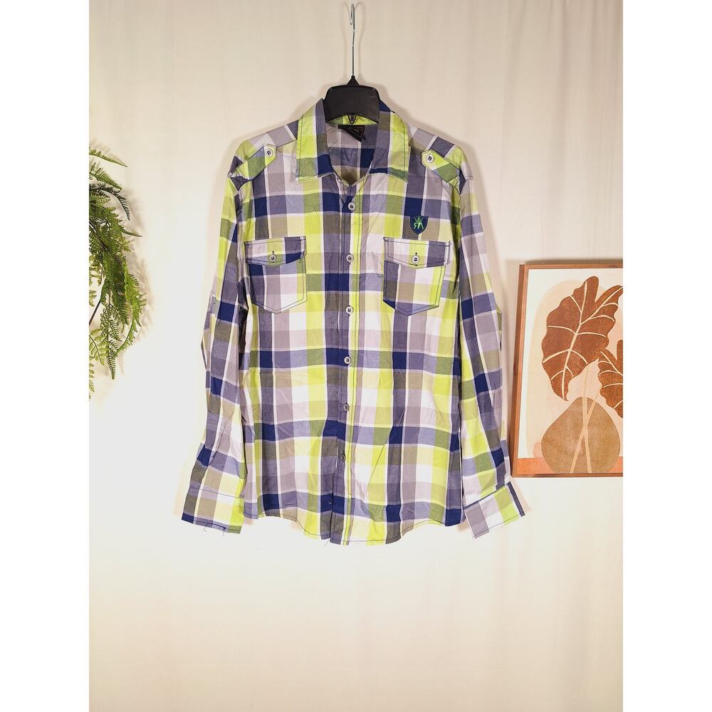 Red Ape Authentic Men's Long-Sleeved Button-Up Multi-Colored Shirt